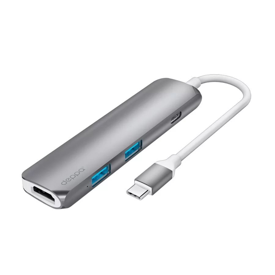 Картридер Deppa MacBook USB-C to 2USB+ TypeC+ HDMI (Grey)