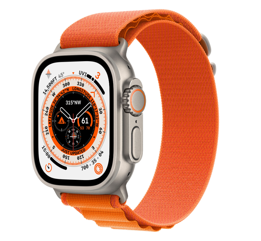 Apple Watch Ultra GPS + Cellular, 49 мм, корпус из титана, ремешок Alpine оранжевого цвета, размер M