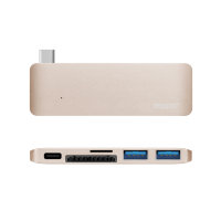 Картридер Deppa MacBook USB-C to 2USB+ SD+ MicroSD+ USB-C (Gold)