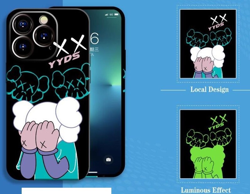 Силиконовый чехол для iPhone 14 (6,1) "Luxo Kaws"(2022)/ Чехол светящиеся в темноте 