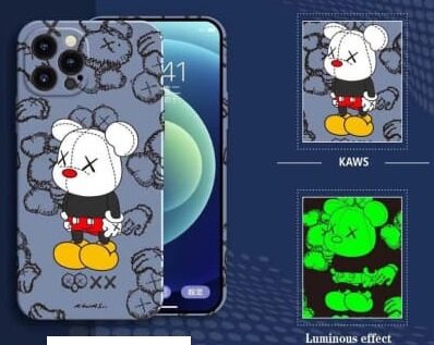 Силиконовый чехол для iPhone 14Pro (6,1) "Luxo Kaws"(2022)/ Чехол светящиеся в темноте 